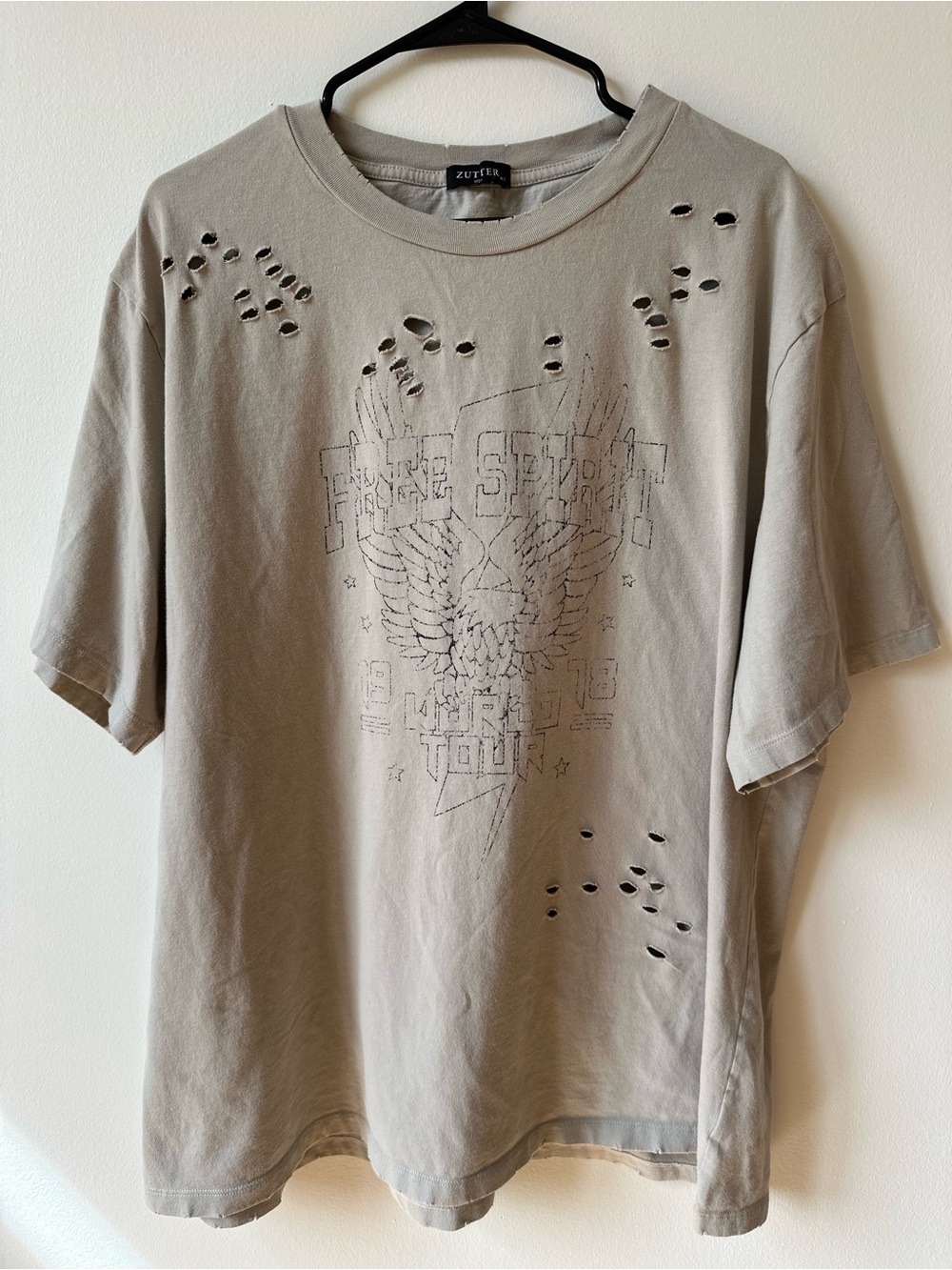 Women’s Distressed Graphic Tee - Taupe